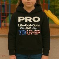 Donald Trump Pro Life God Gun Kids Hoodie thumb 3