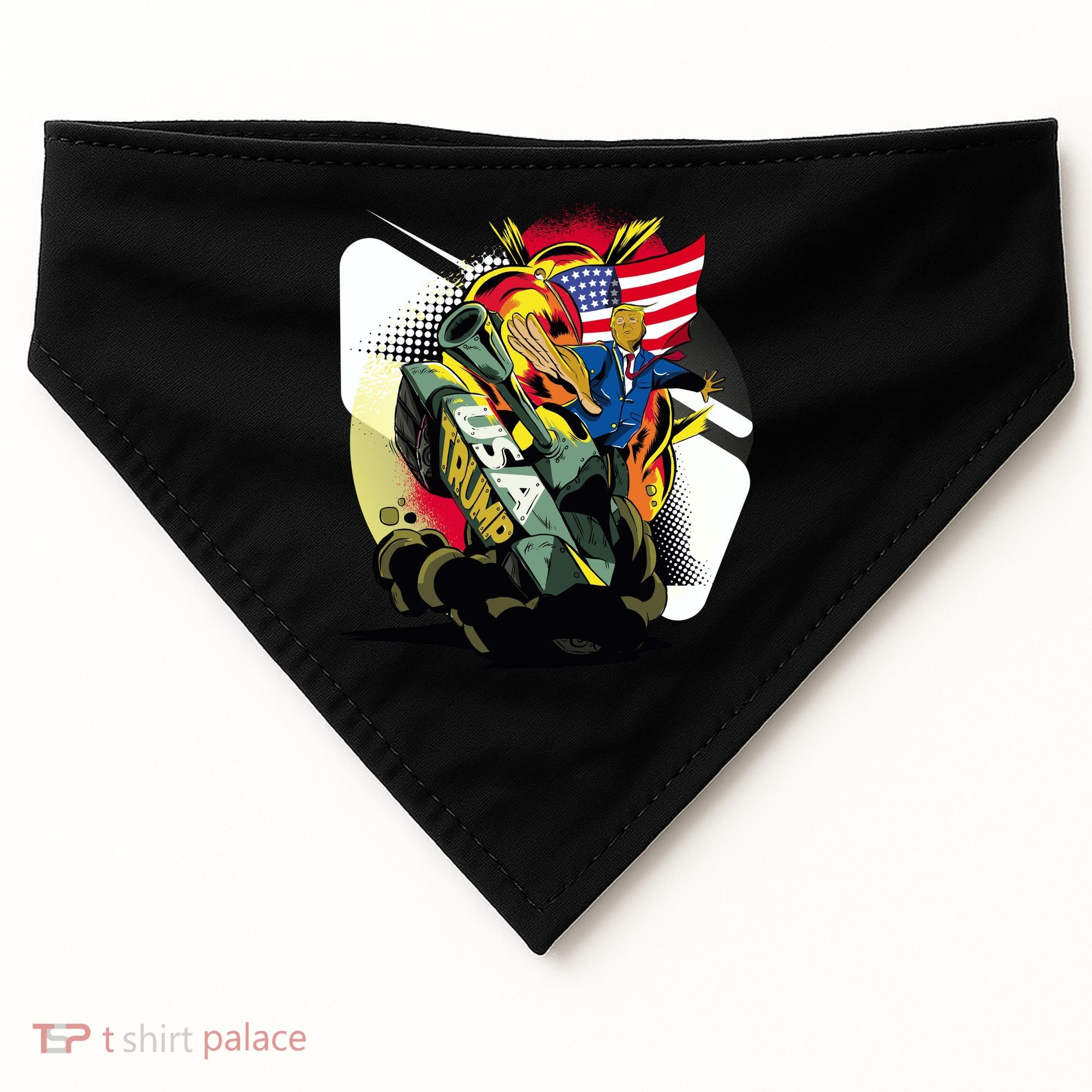Donald Trump Riding Army Tank USA-Made Doggie Bandana