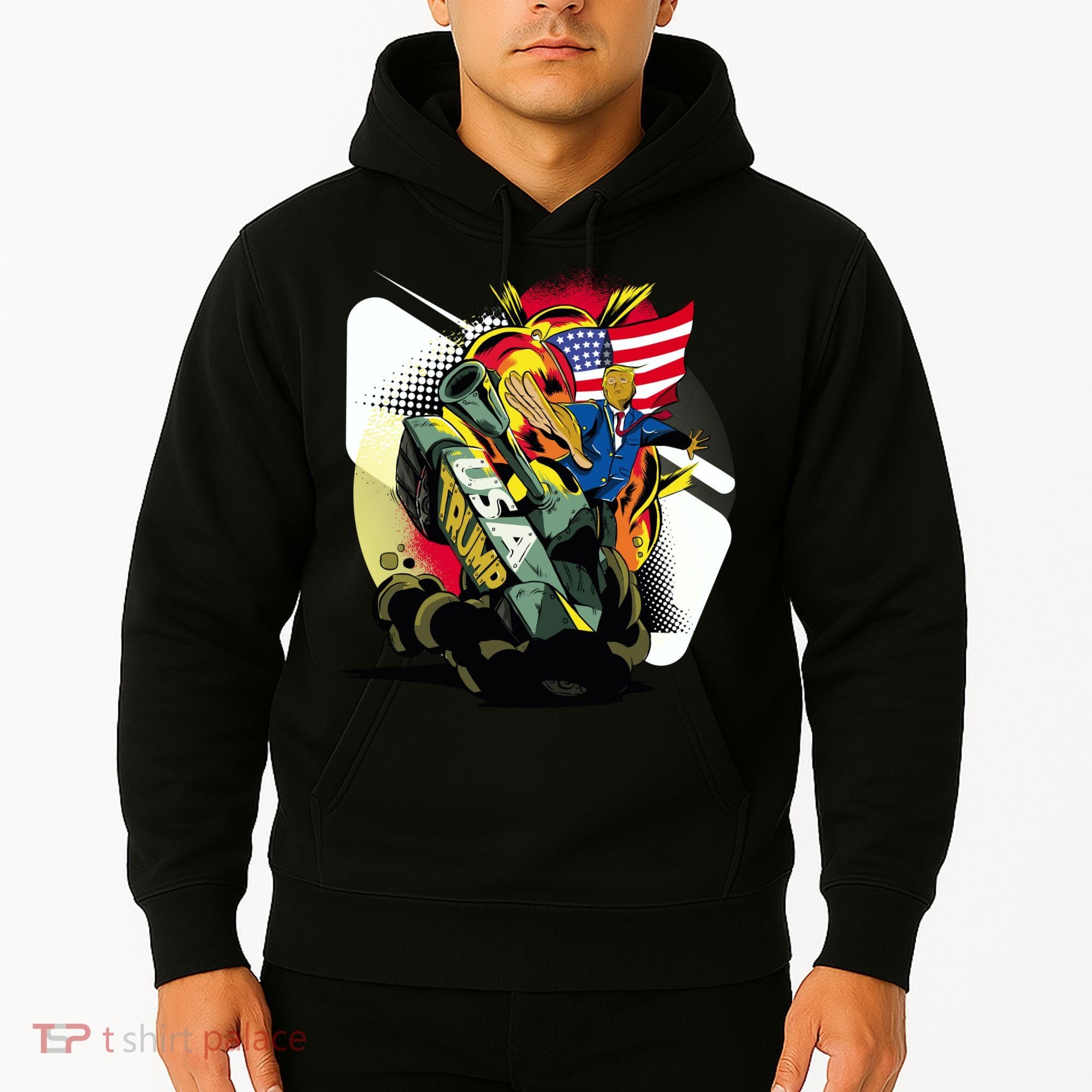 Donald Trump Riding Army Tank Hoodie