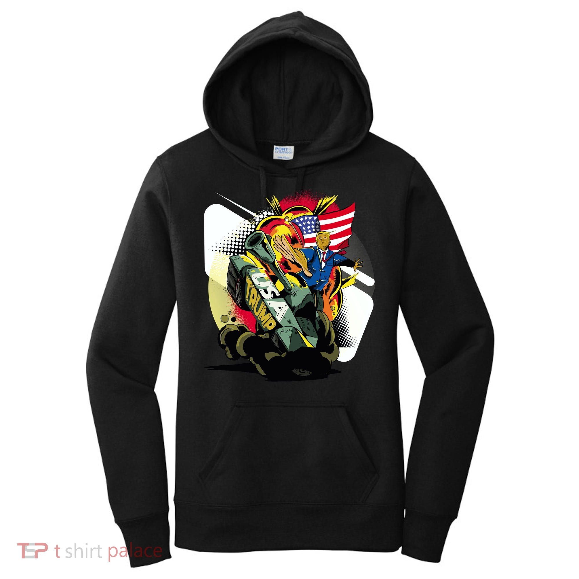 Donald Trump Riding Army Tank Women's Hoodie