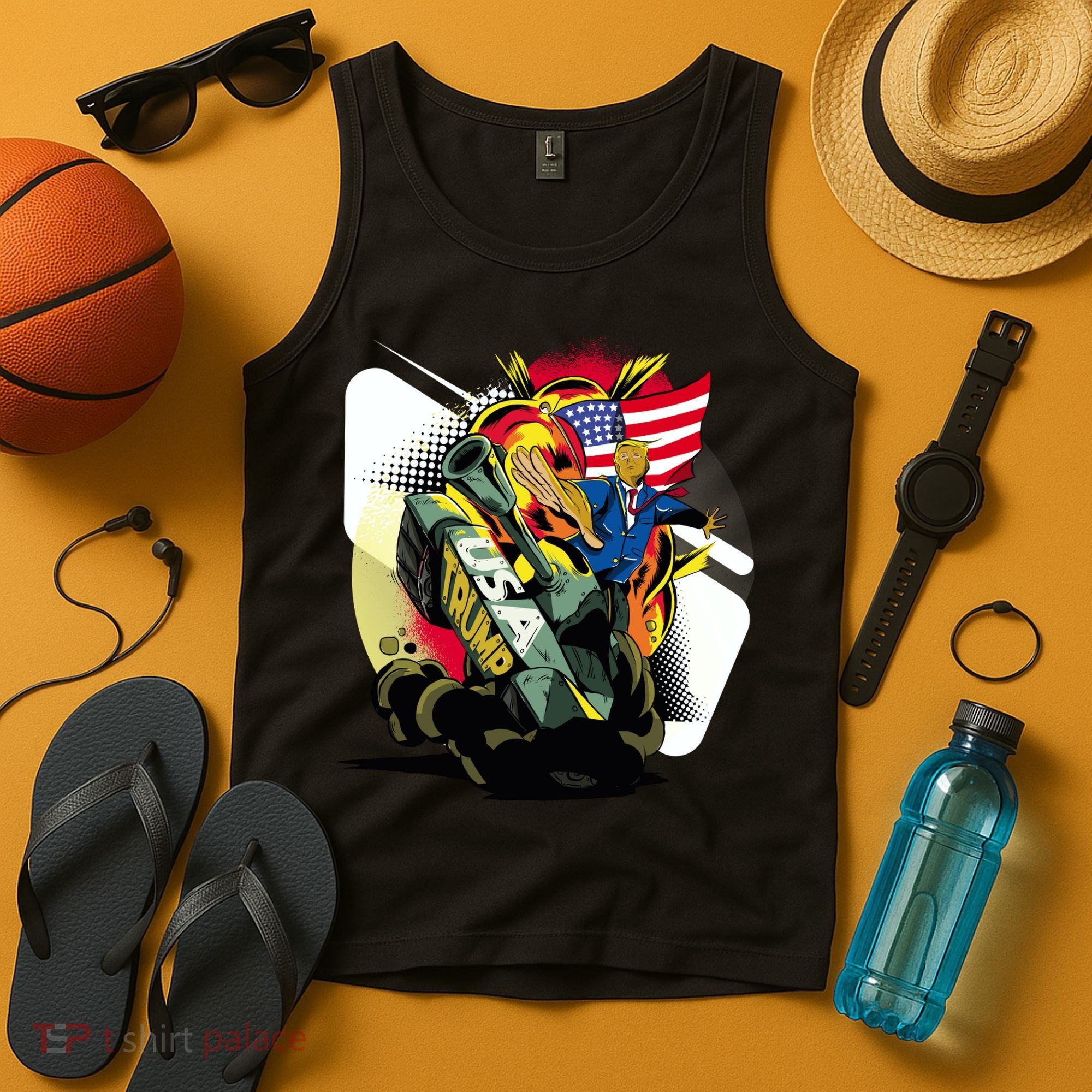 Donald Trump Riding Army Tank Tank Top