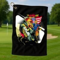 Donald Trump Riding Army Tank Golf Towel thumb 1