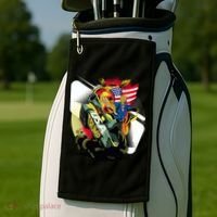 Donald Trump Riding Army Tank Golf Towel thumb 2