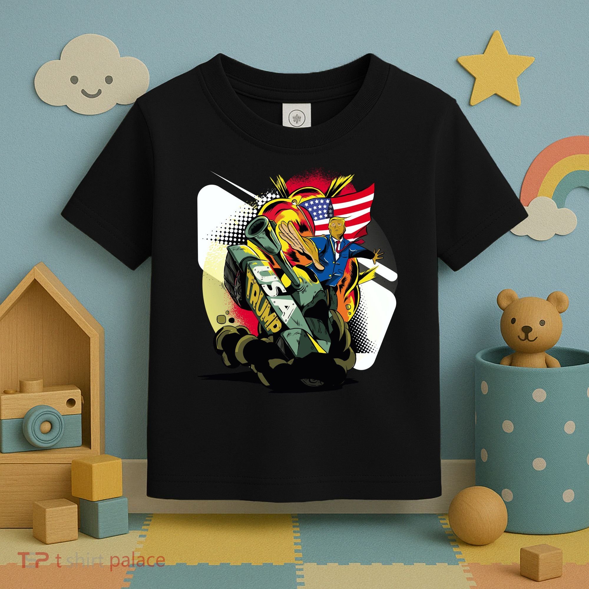 Donald Trump Riding Army Tank Toddler T-Shirt