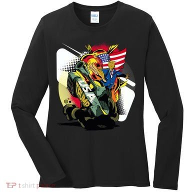 Donald Trump Riding Army Tank Women's Long Sleeve Shirt