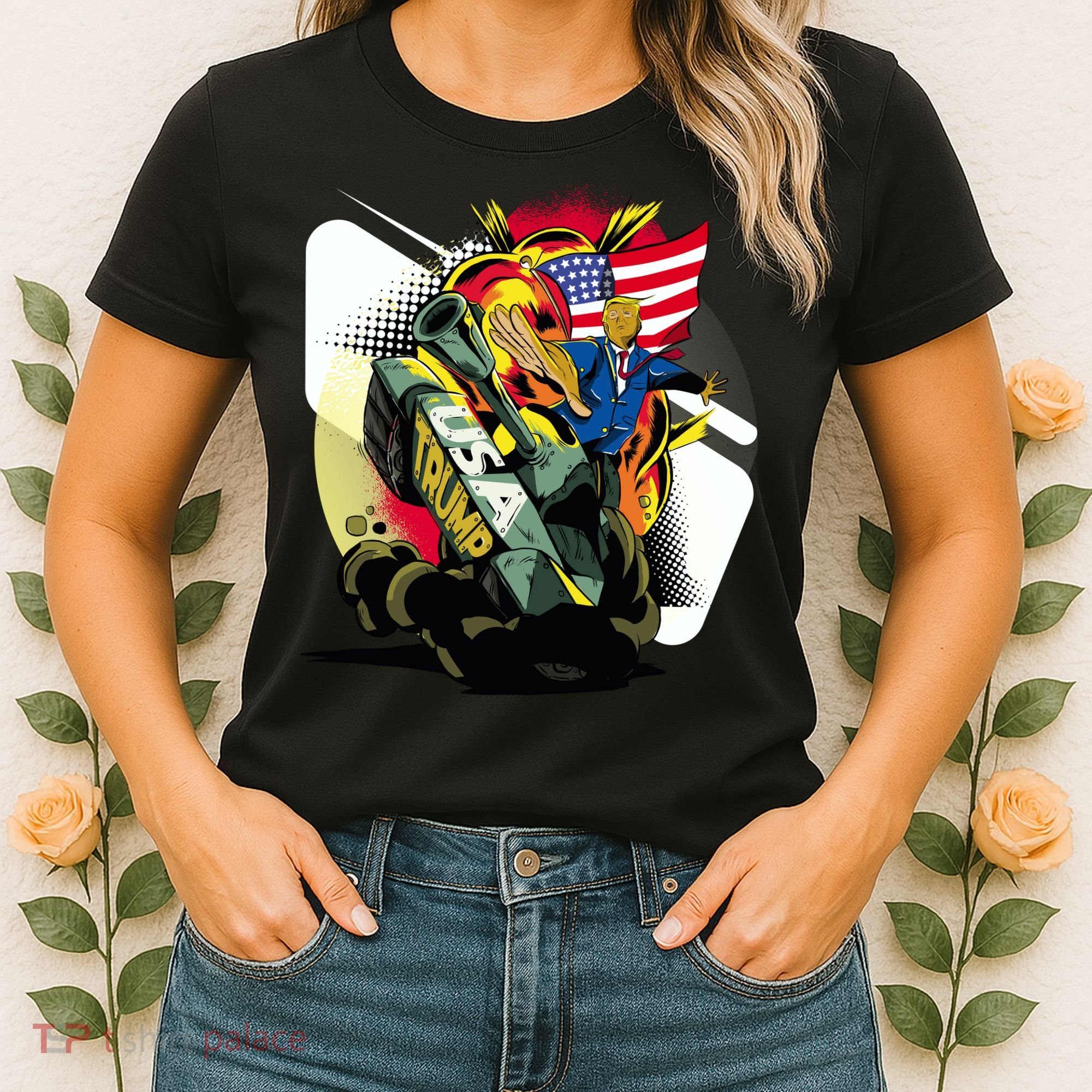 Donald Trump Riding Army Tank Women's T-Shirt