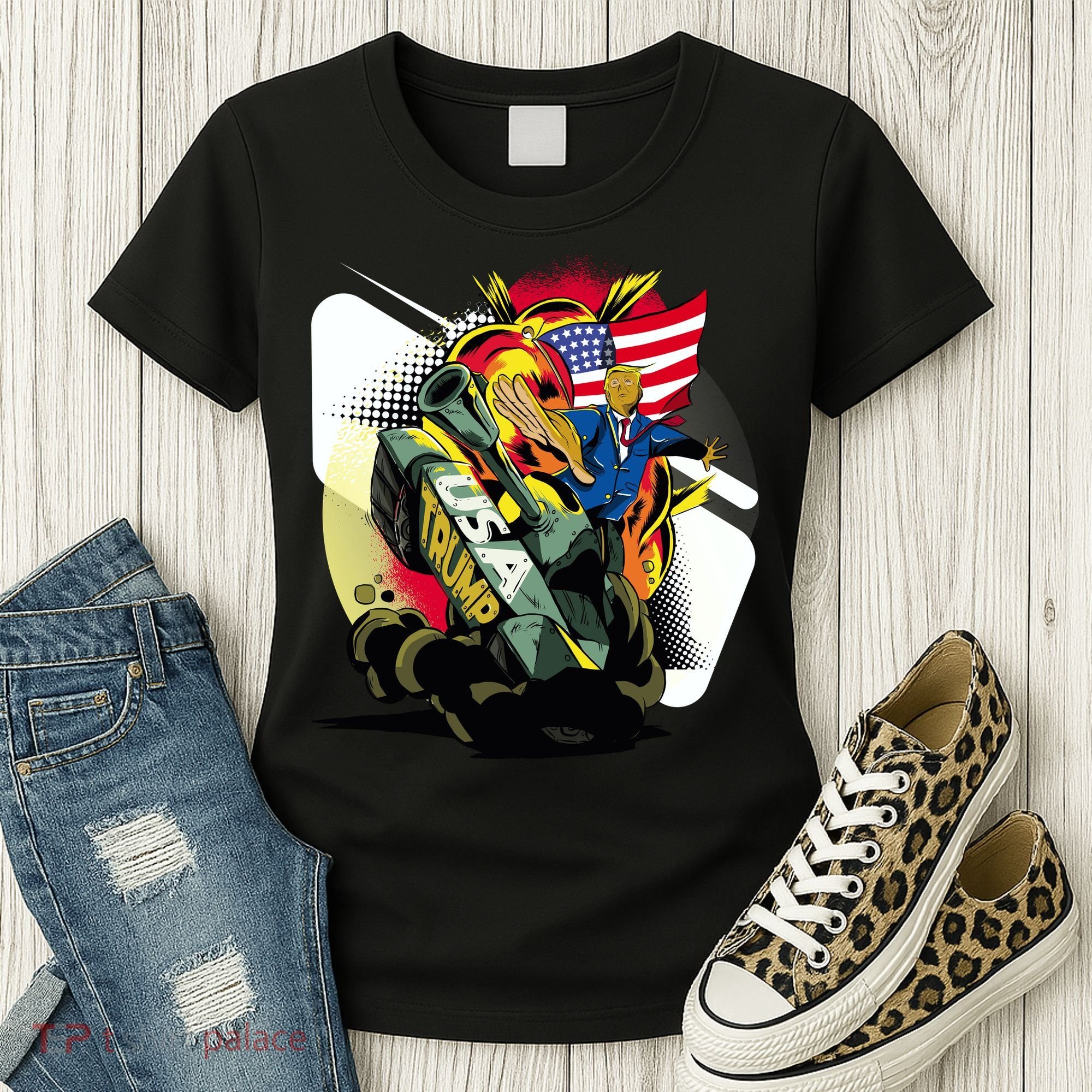 Donald Trump Riding Army Tank Women's T-Shirt