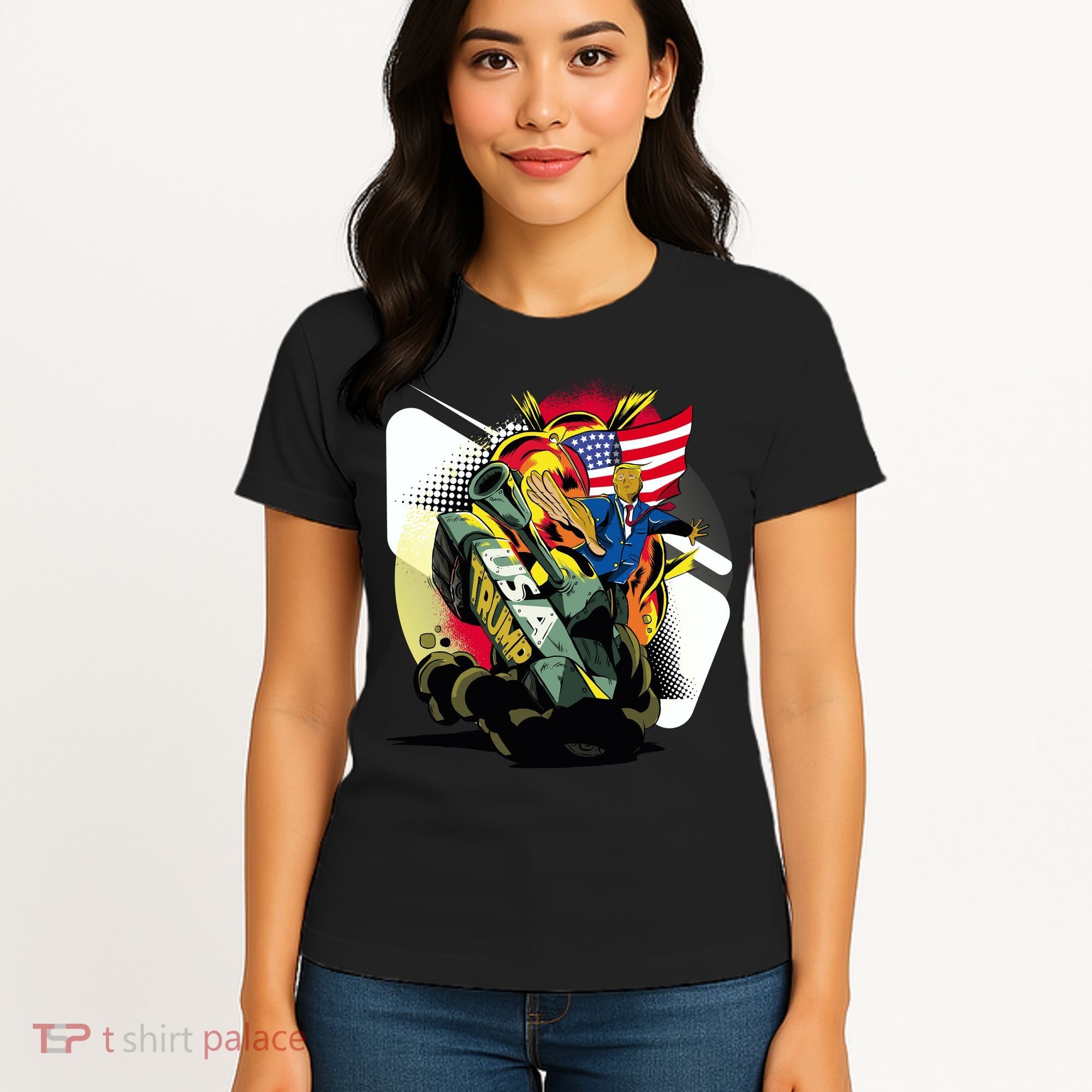 Donald Trump Riding Army Tank Women's T-Shirt