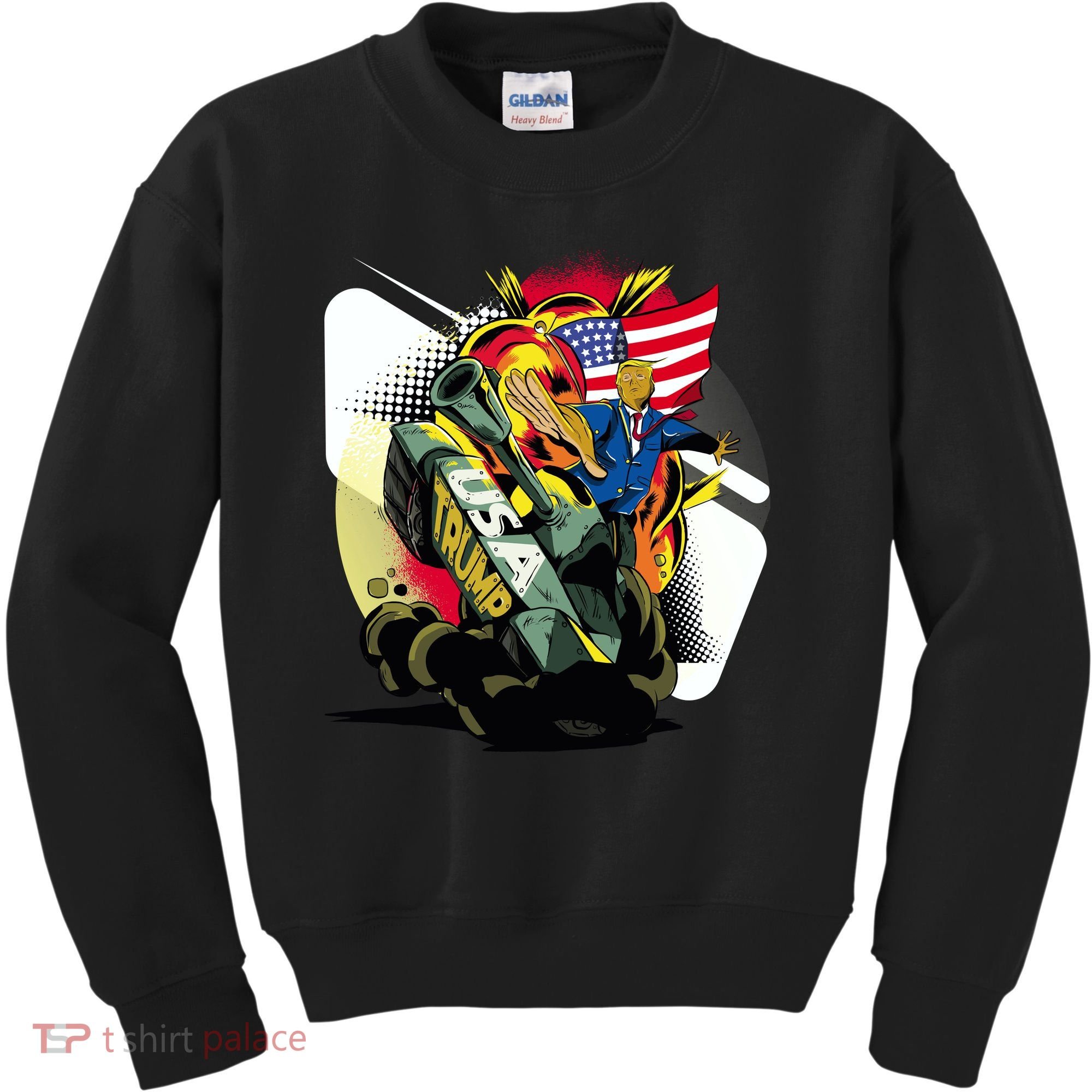 Donald Trump Riding Army Tank Kids Sweatshirt