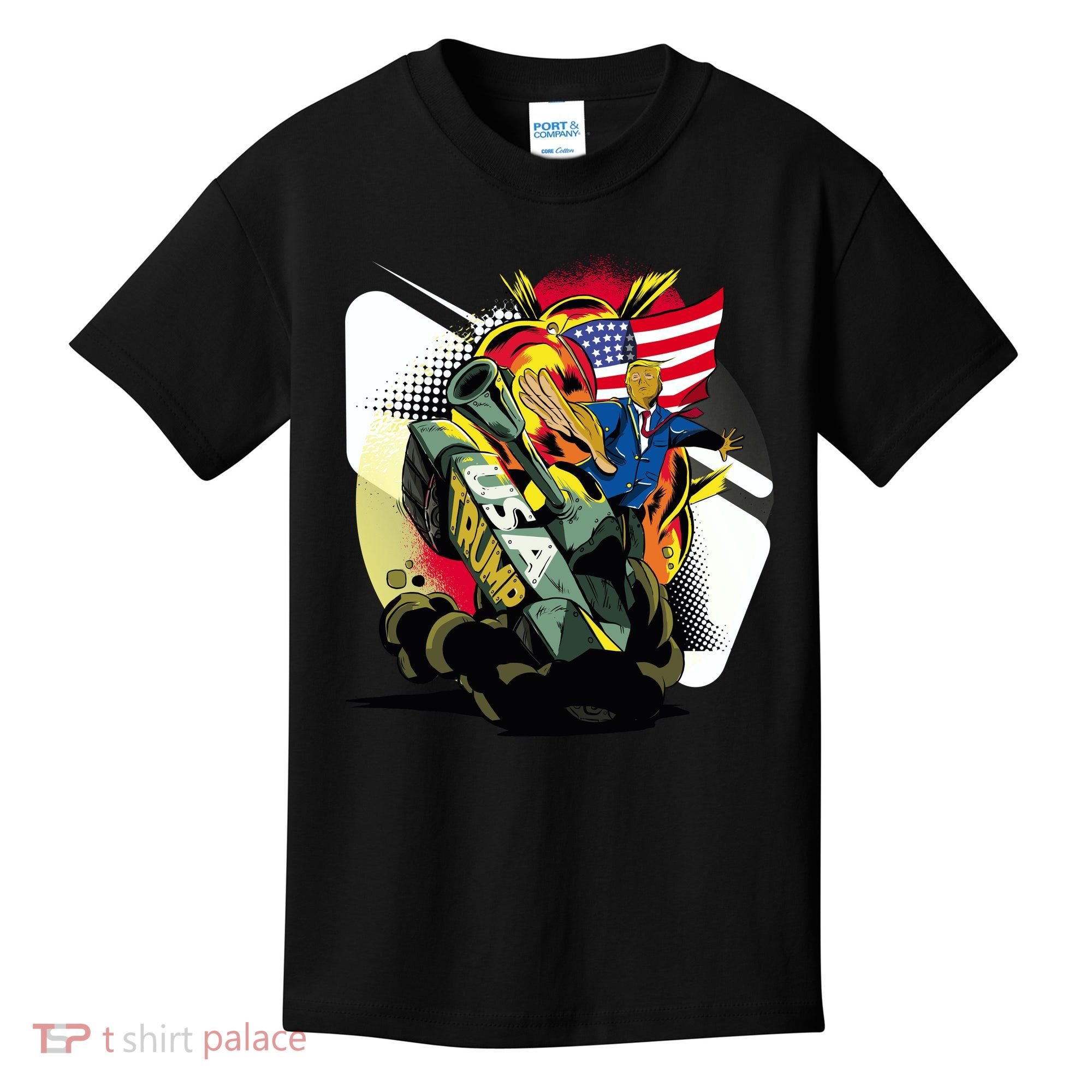 Donald Trump Riding Army Tank Kids T-Shirt