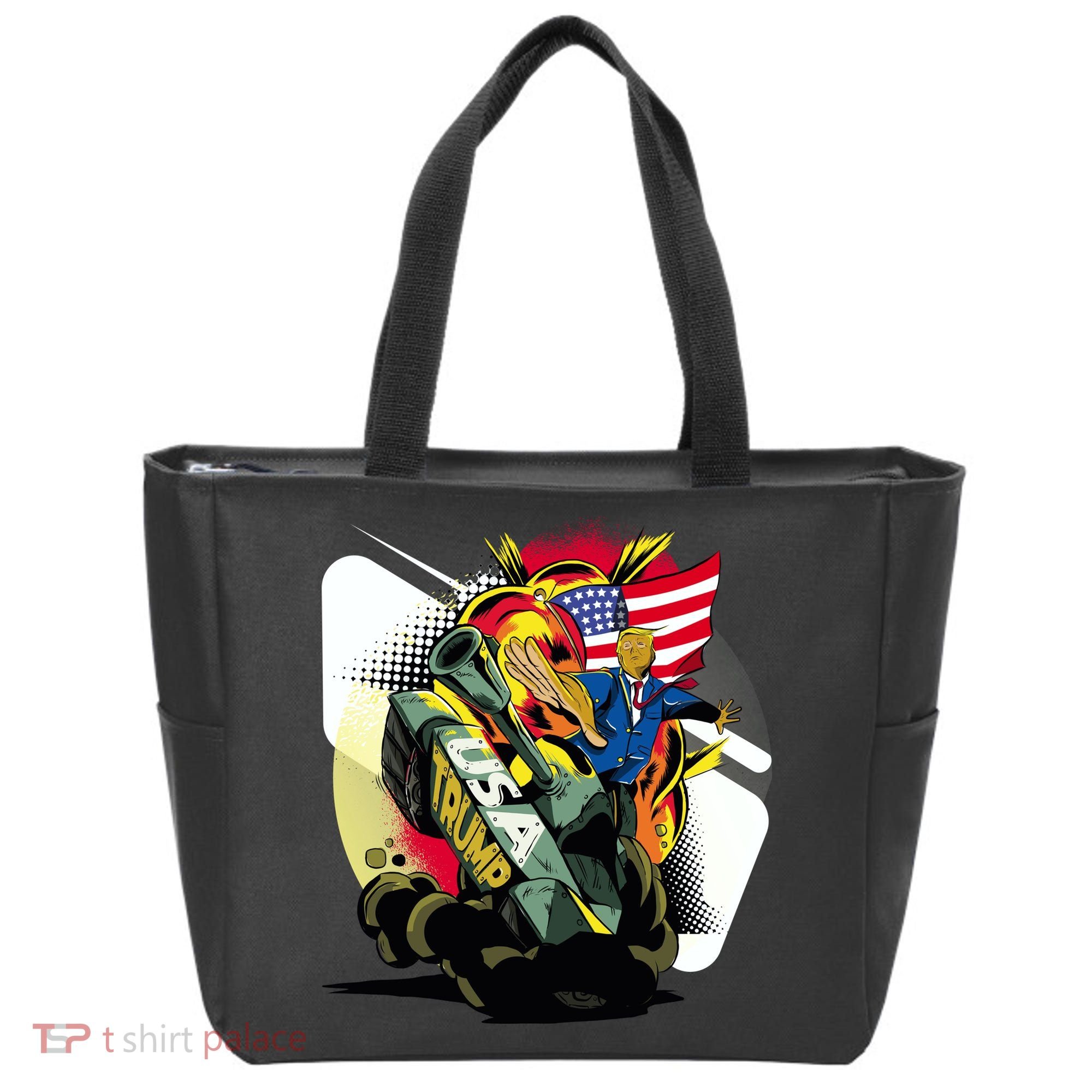 Donald Trump Riding Army Tank Tote Bag