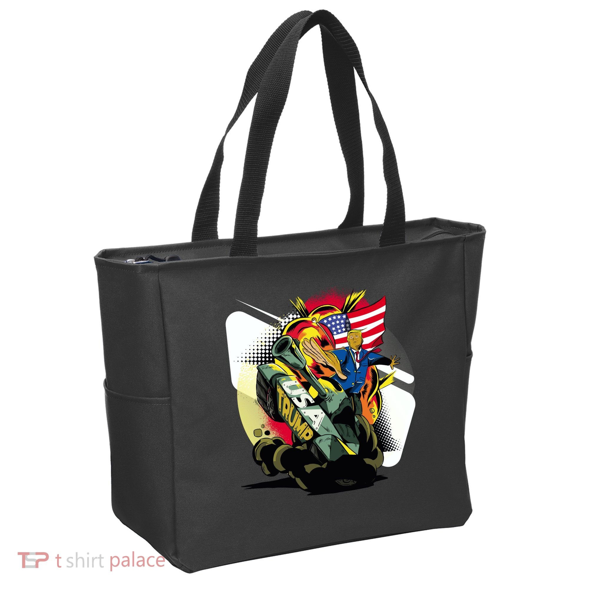 Donald Trump Riding Army Tank Tote Bag
