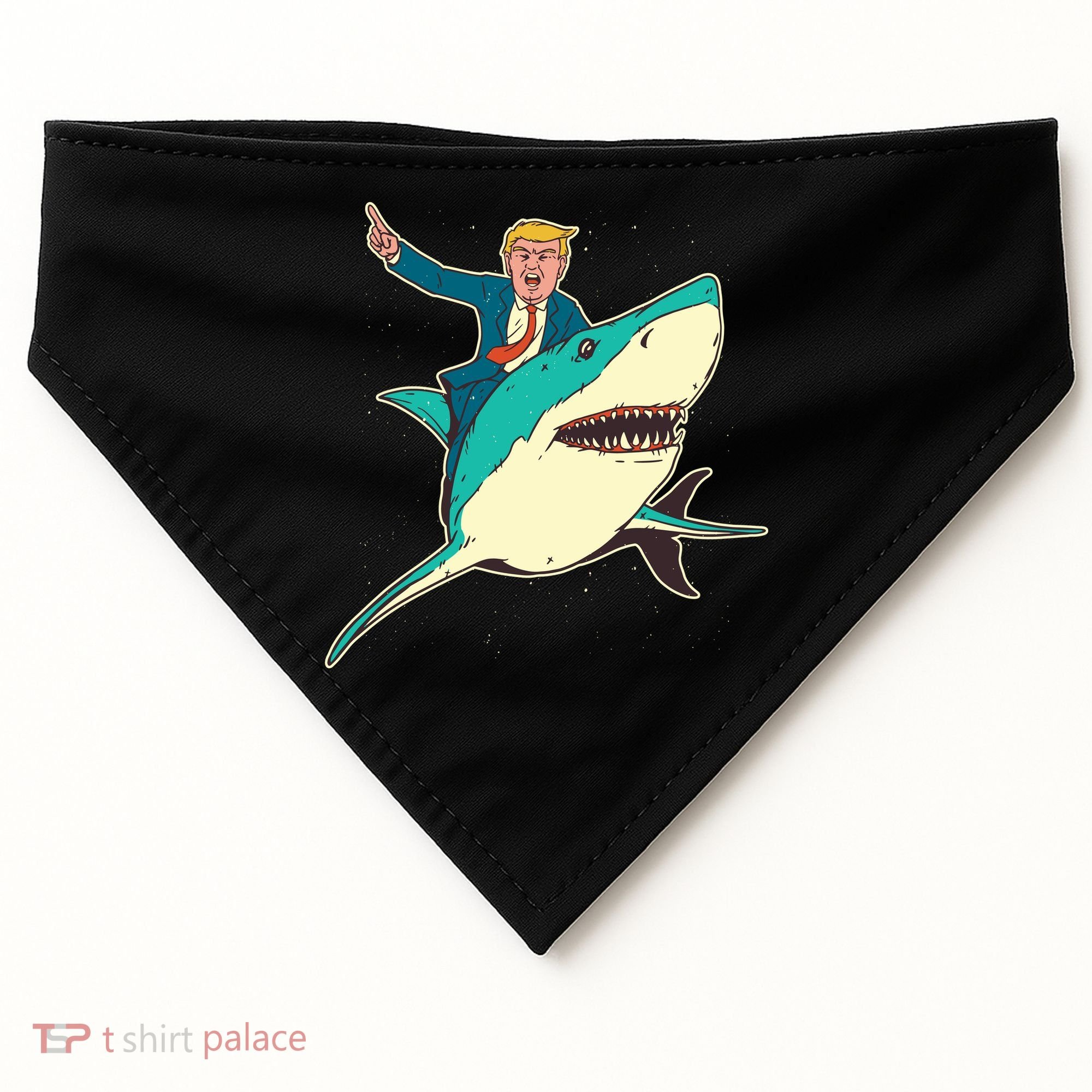 Donald Trump Riding Shark USA-Made Doggie Bandana