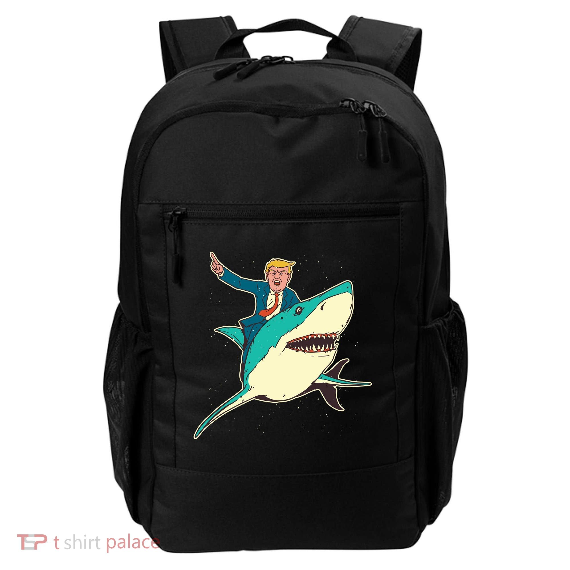 Donald Trump Riding Shark Backpack