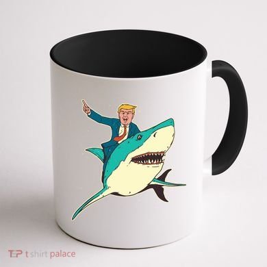 Donald Trump Riding Shark Coffee Mug back