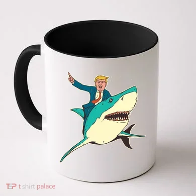 Donald Trump Riding Shark Coffee Mug