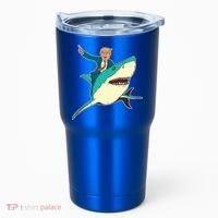 Donald Trump Riding Shark Tumbler thumb 0