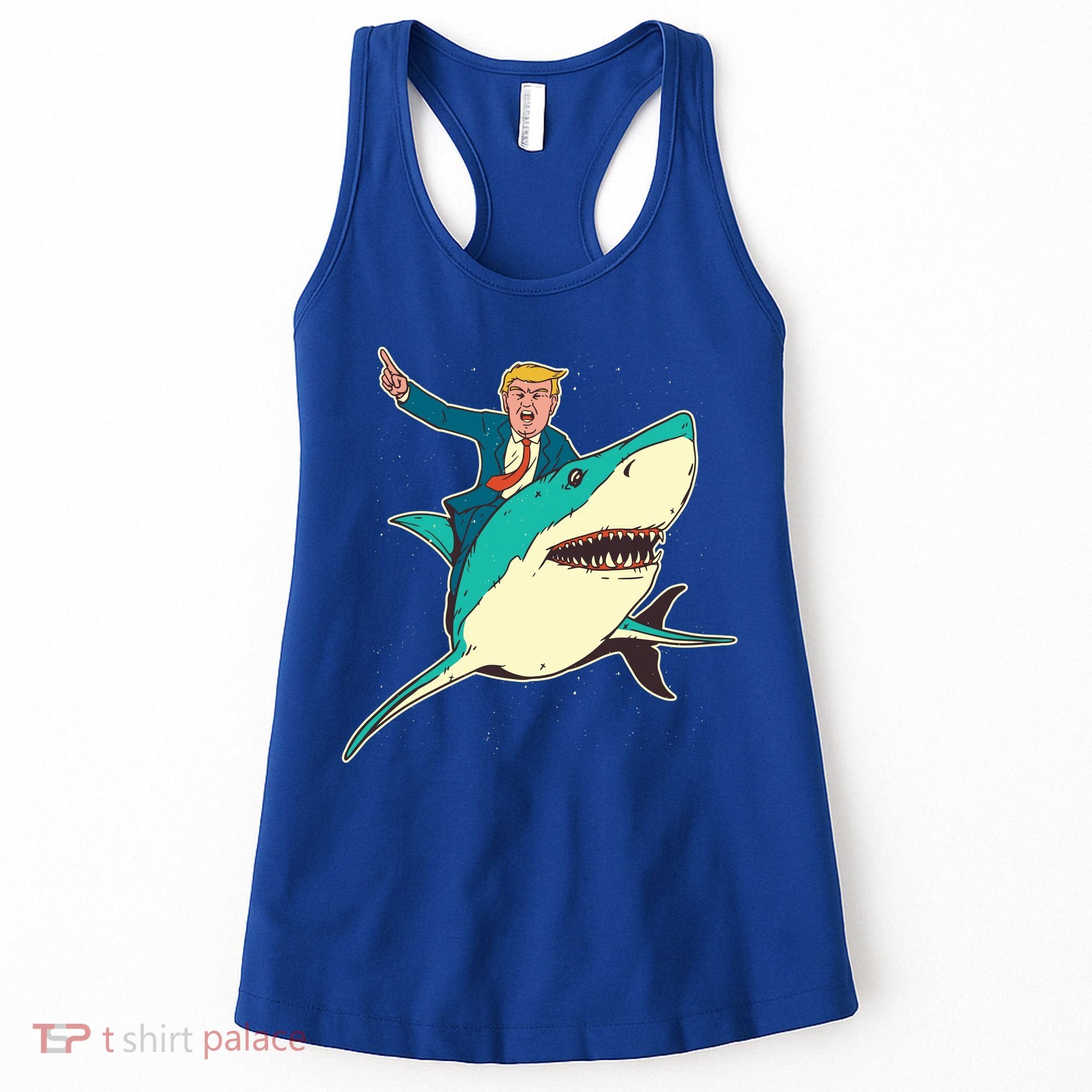 Donald Trump Riding Shark Women's Tank Top