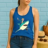 Donald Trump Riding Shark Women's Tank Top thumb 2
