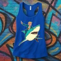 Donald Trump Riding Shark Women's Tank Top thumb 3