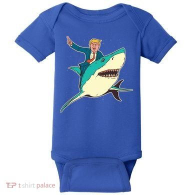 Donald Trump Riding Shark Baby Bodysuit