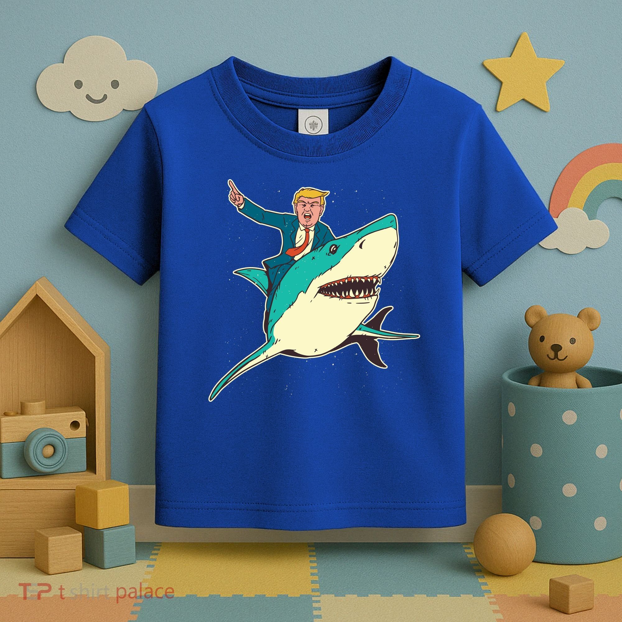 Donald Trump Riding Shark Toddler T-Shirt