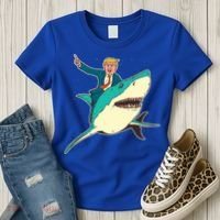 Donald Trump Riding Shark Women's T-Shirt thumb 3