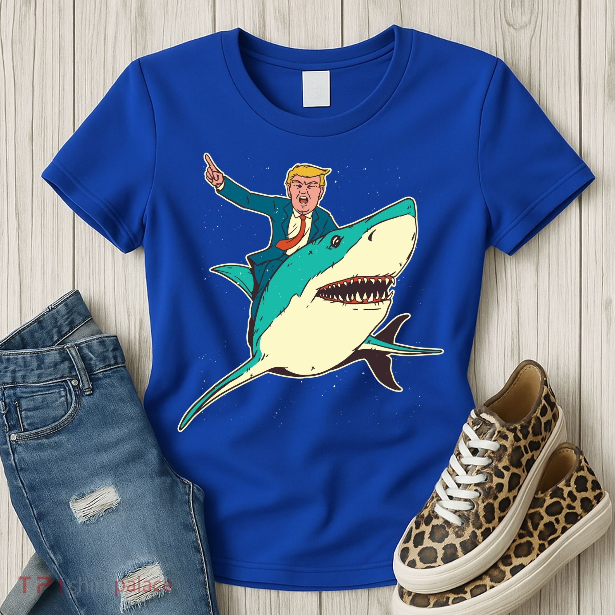 Donald Trump Riding Shark Women's T-Shirt