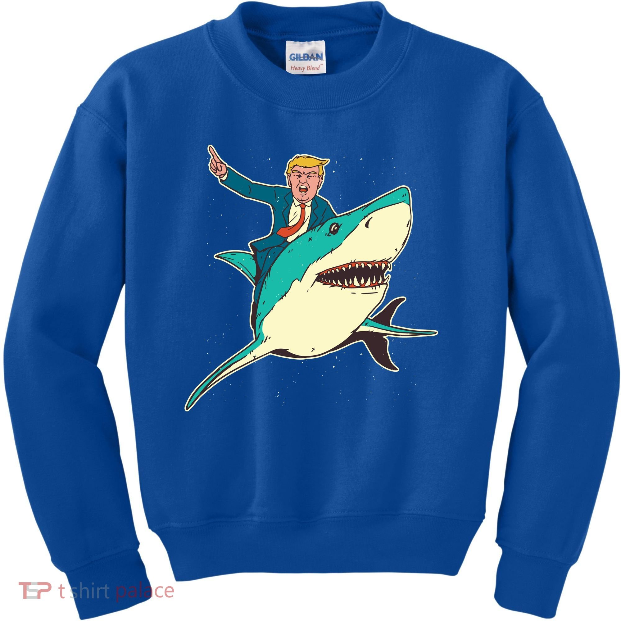 Donald Trump Riding Shark Kids Sweatshirt
