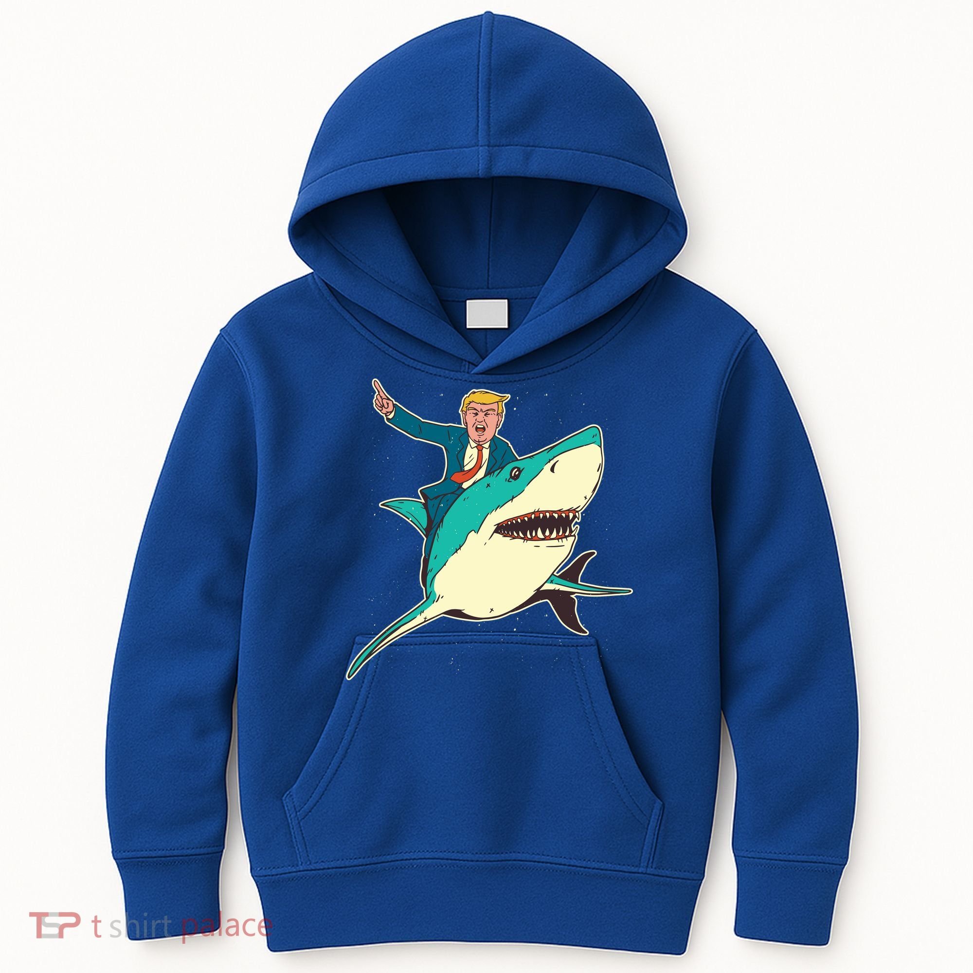 Donald Trump Riding Shark Kids Hoodie