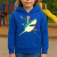 Donald Trump Riding Shark Kids Hoodie thumb 3