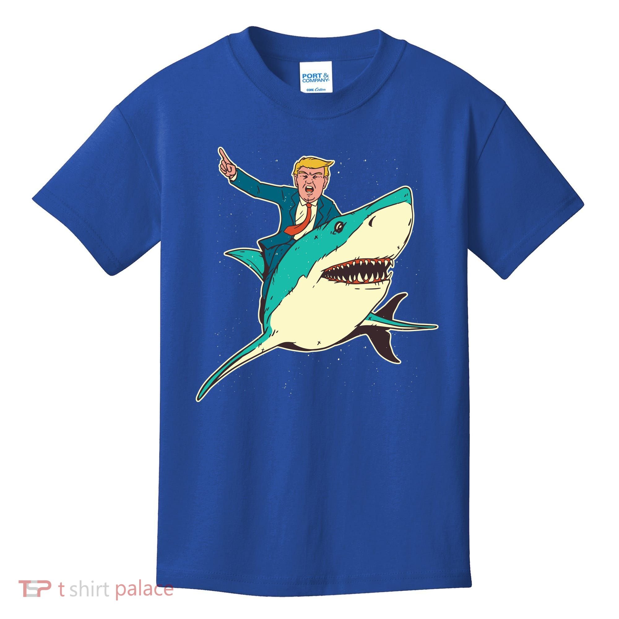 Donald Trump Riding Shark Kids T-Shirt