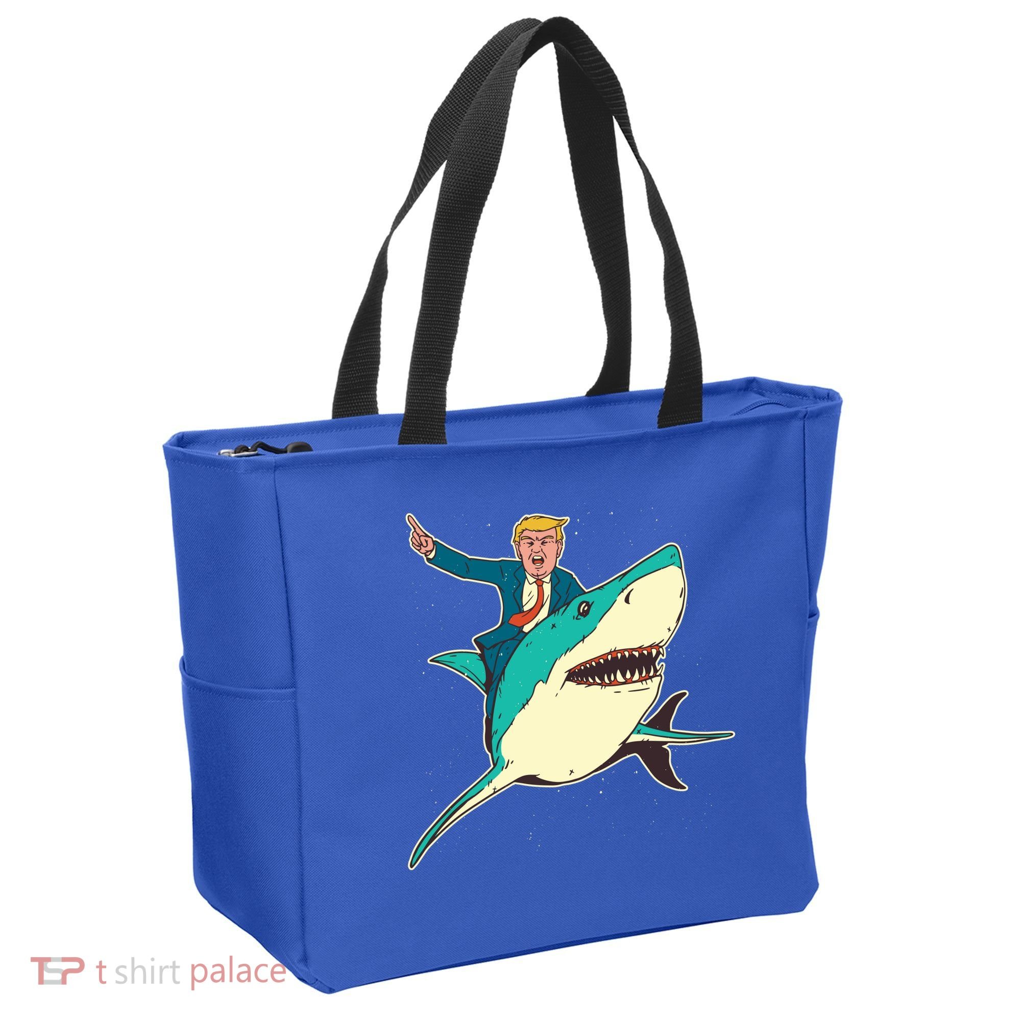 Donald Trump Riding Shark Tote Bag