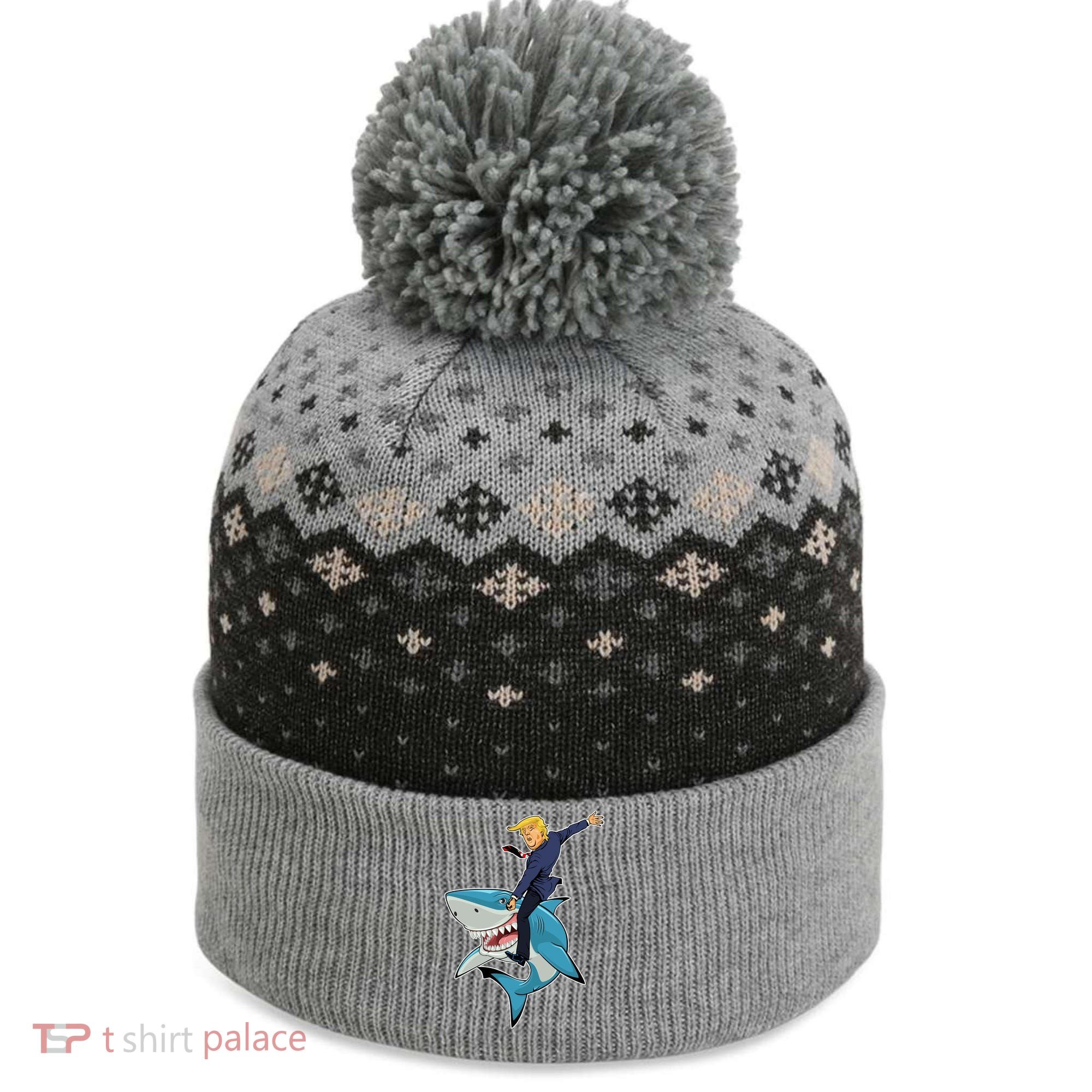 Donald Trump Shark President The Baniff Cuffed Pom Beanie