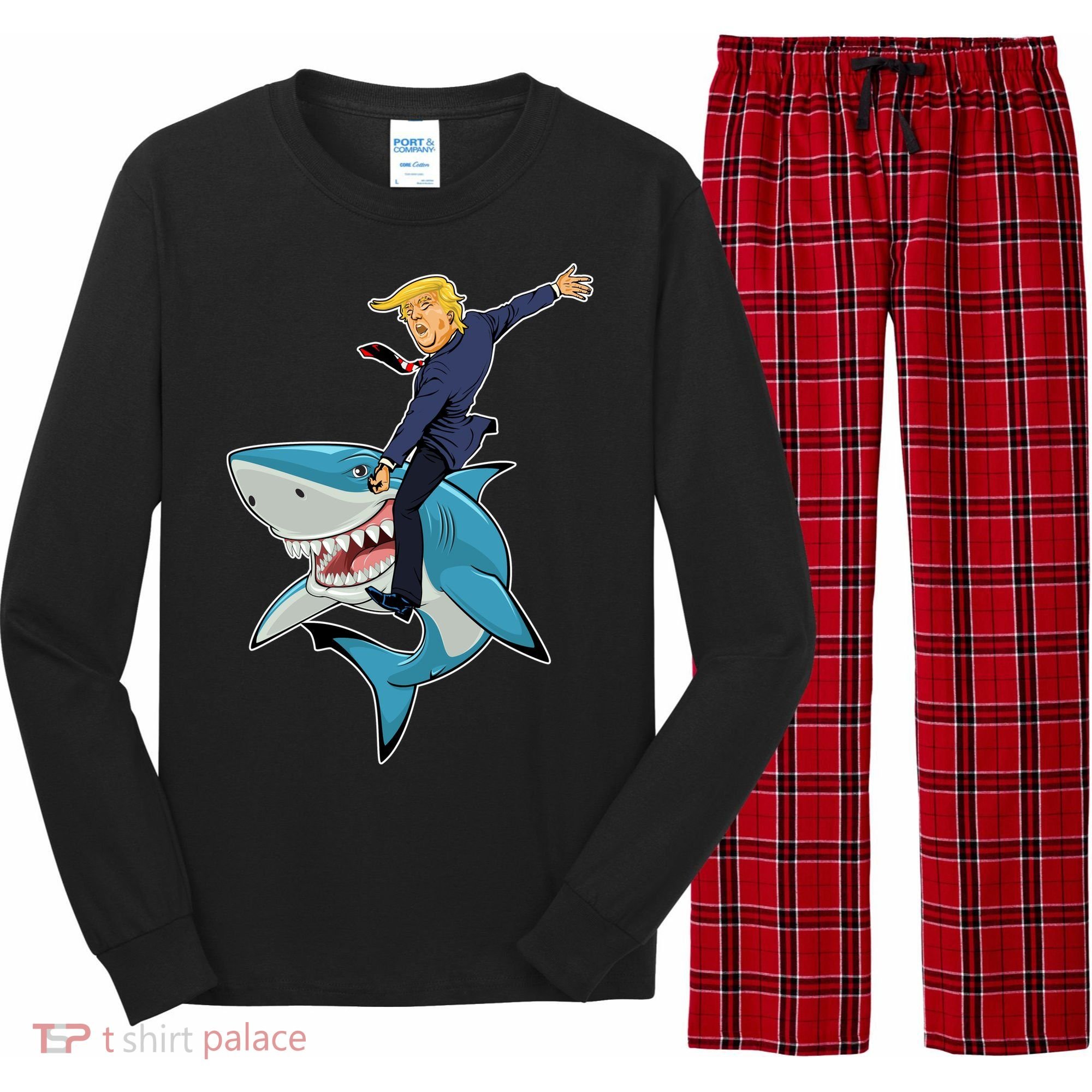 Donald Trump Shark President Long Sleeve Pajama Set