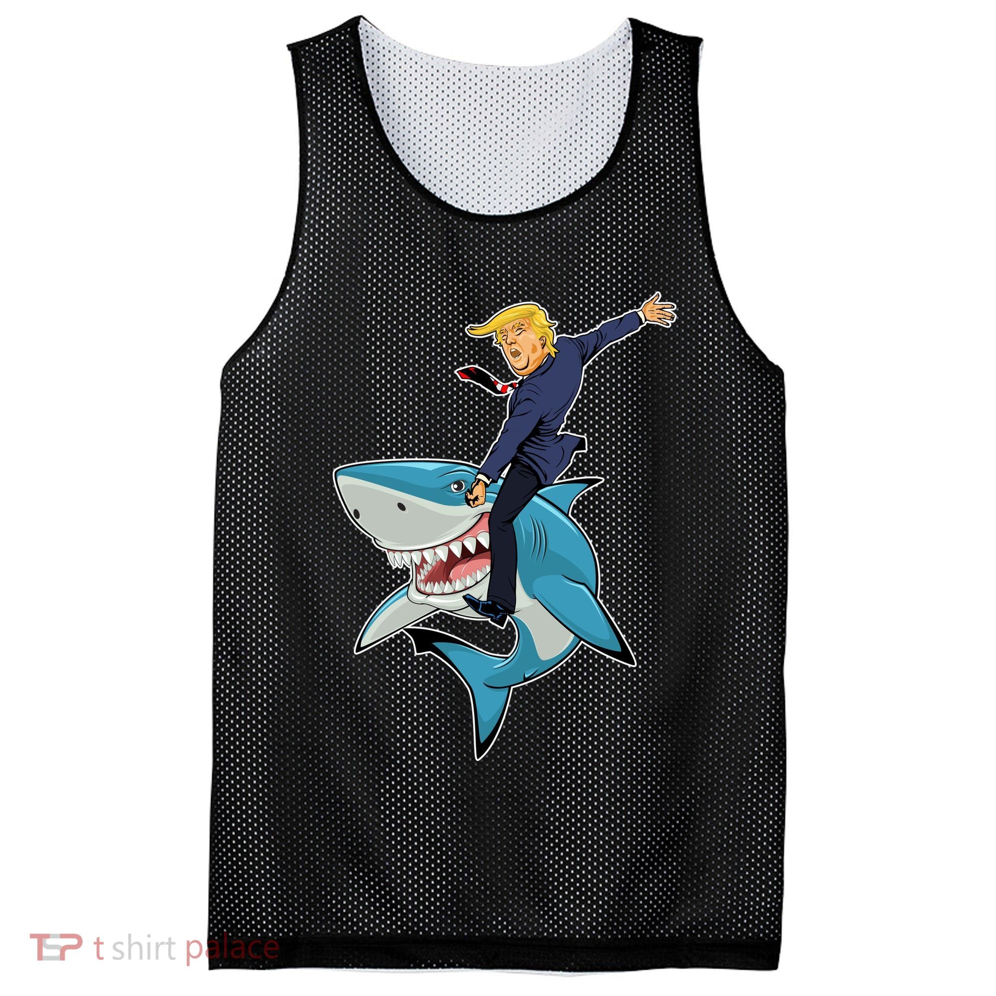 Donald Trump Shark President Mesh Reversible Basketball Jersey Tank