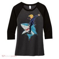 Donald Trump Shark President Women's Tri-Blend 3/4-Sleeve Raglan Shirt thumb 0