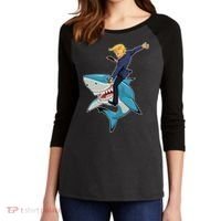 Donald Trump Shark President Women's Tri-Blend 3/4-Sleeve Raglan Shirt thumb 2