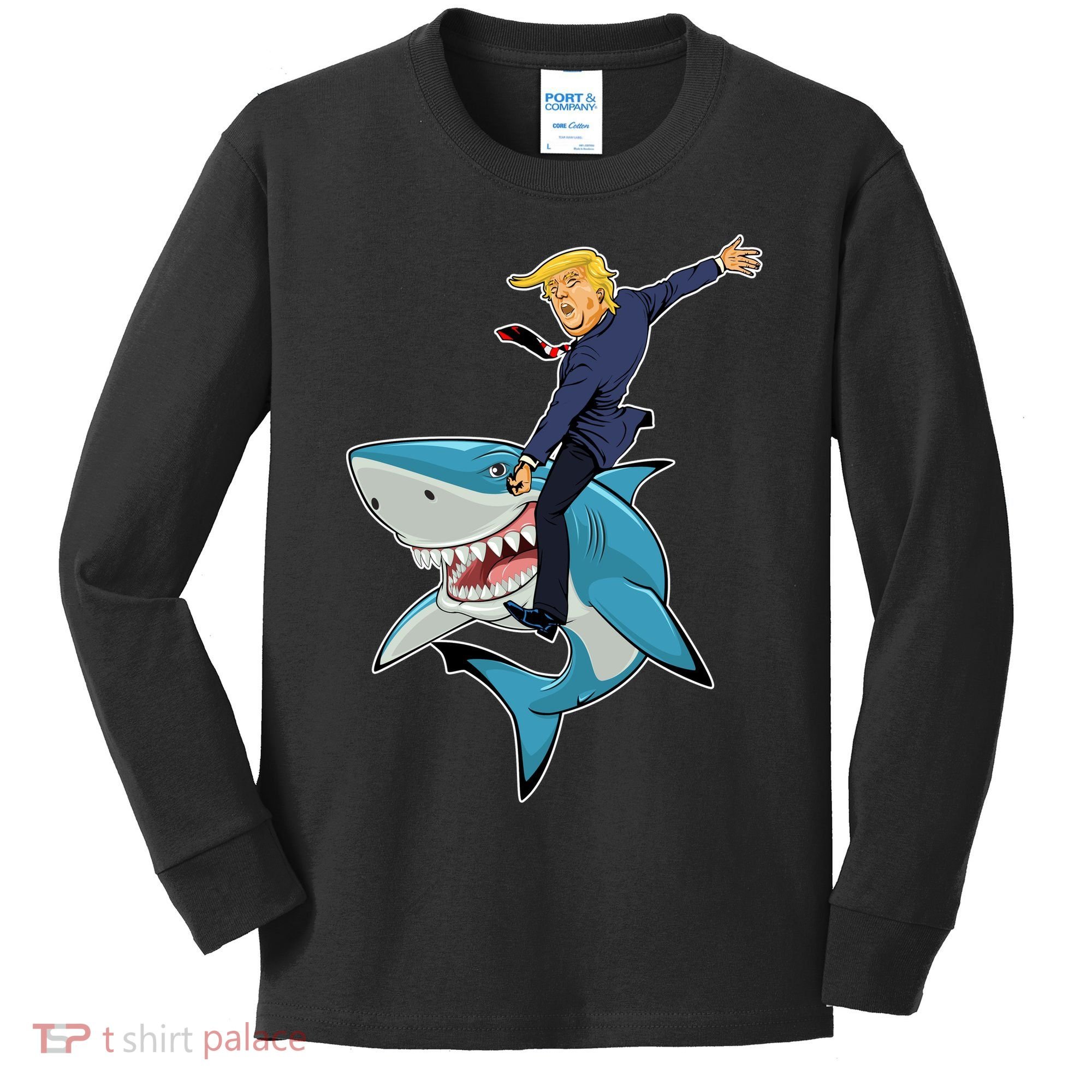 Donald Trump Shark President Kids Long Sleeve Shirt