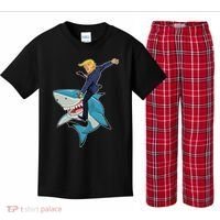 Donald Trump Shark President Kids Plaid Pajama Set thumb 0