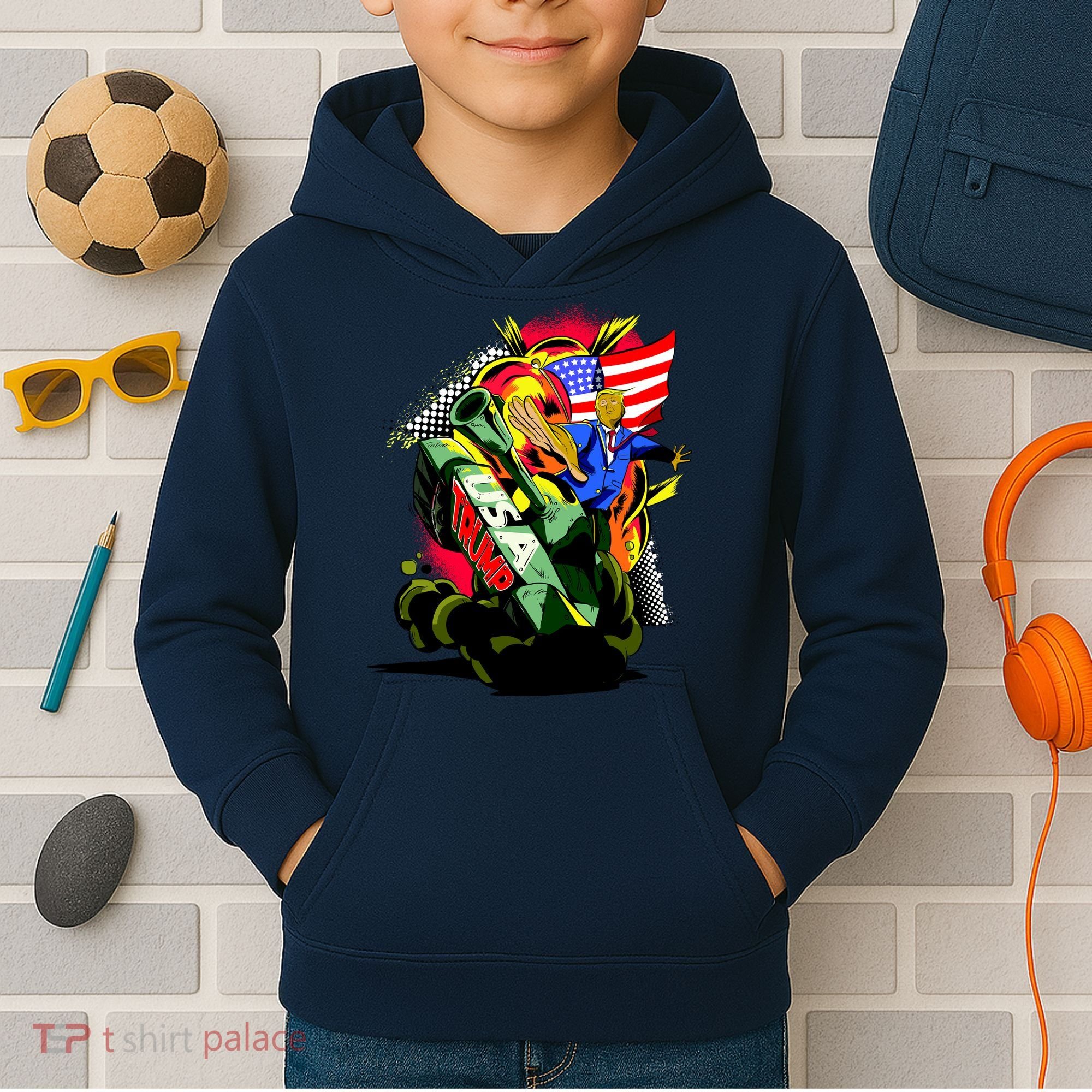 Donald Trump USA Army Tank 2020 President Kids Hoodie