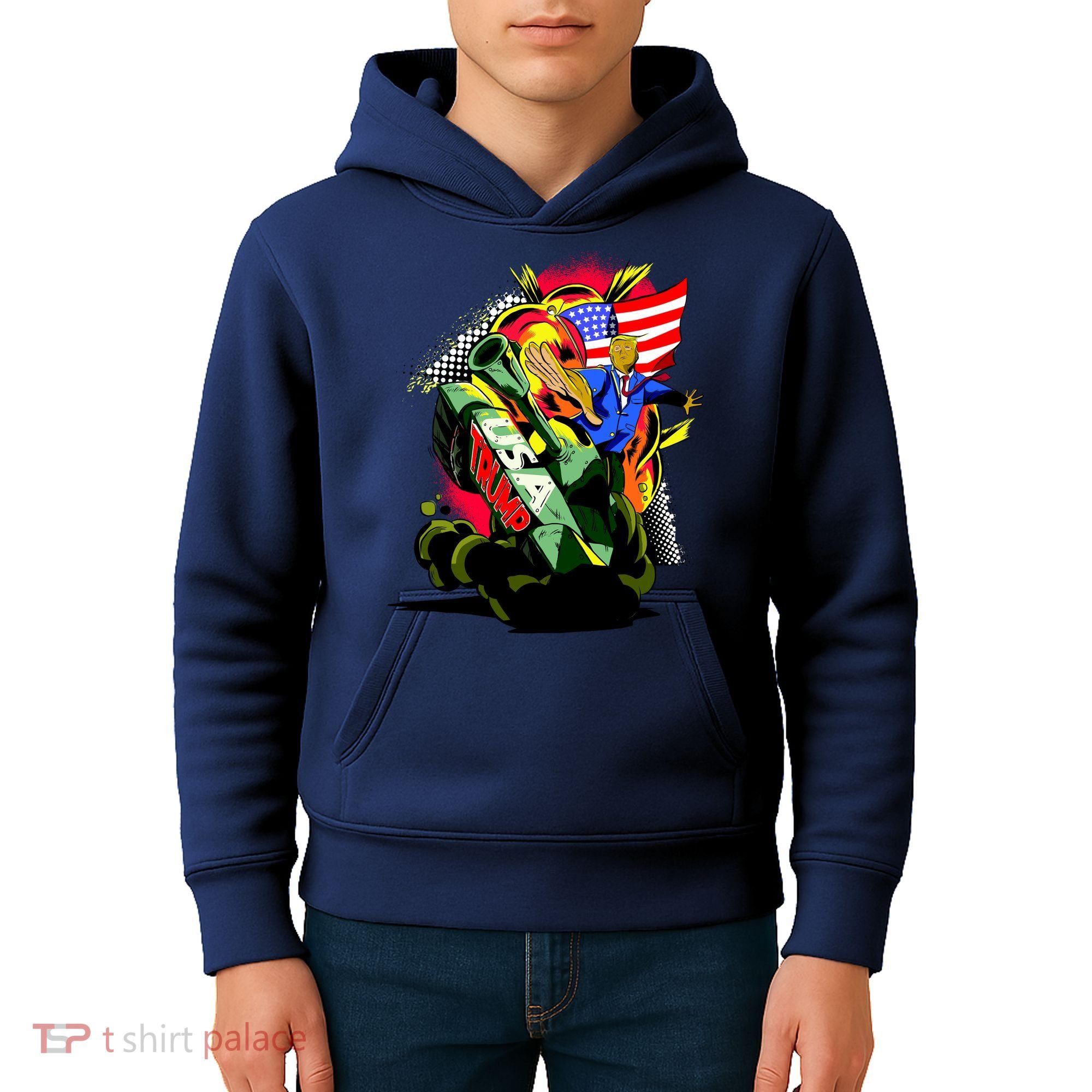 Donald Trump USA Army Tank 2020 President Kids Hoodie