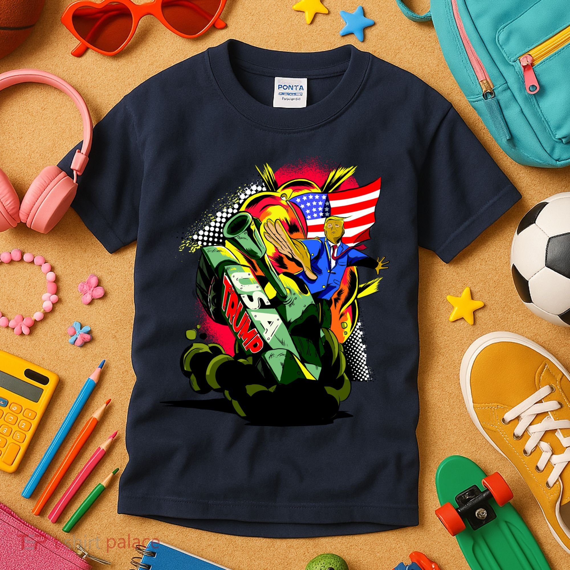Donald Trump USA Army Tank 2020 President Kids T-Shirt