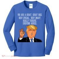 Donald Trump Your A Great Boss Kids Long Sleeve Shirt thumb 0