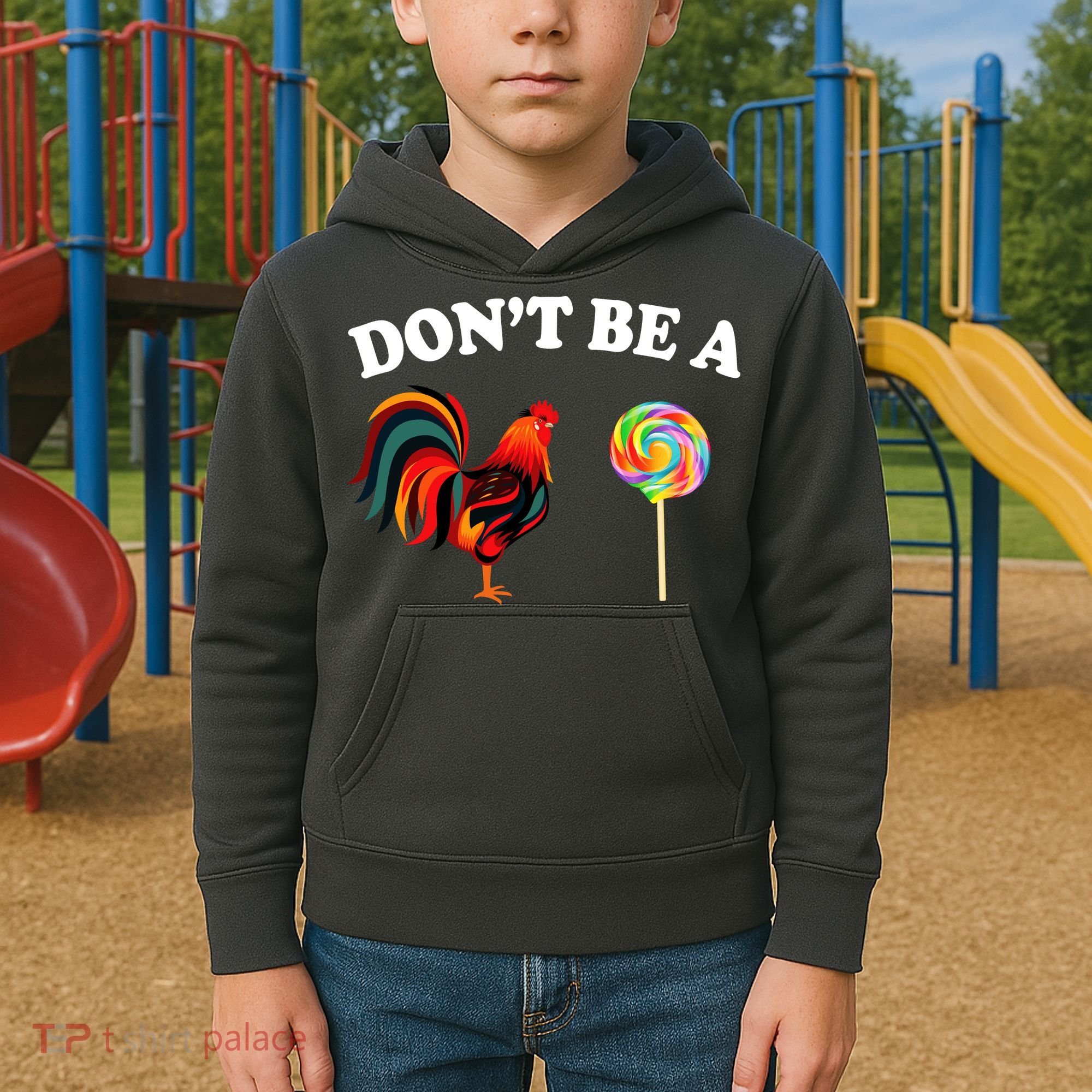 Don't Be A Chicken Lollipop Kids Hoodie