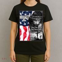 Don't Be Afraid Just Have Faith Mark 5:36 Jesus American Flag T-Shirt thumb 4