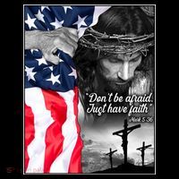 Don't Be Afraid Just Have Faith Mark 5:36 Jesus American Flag T-Shirt thumb 7