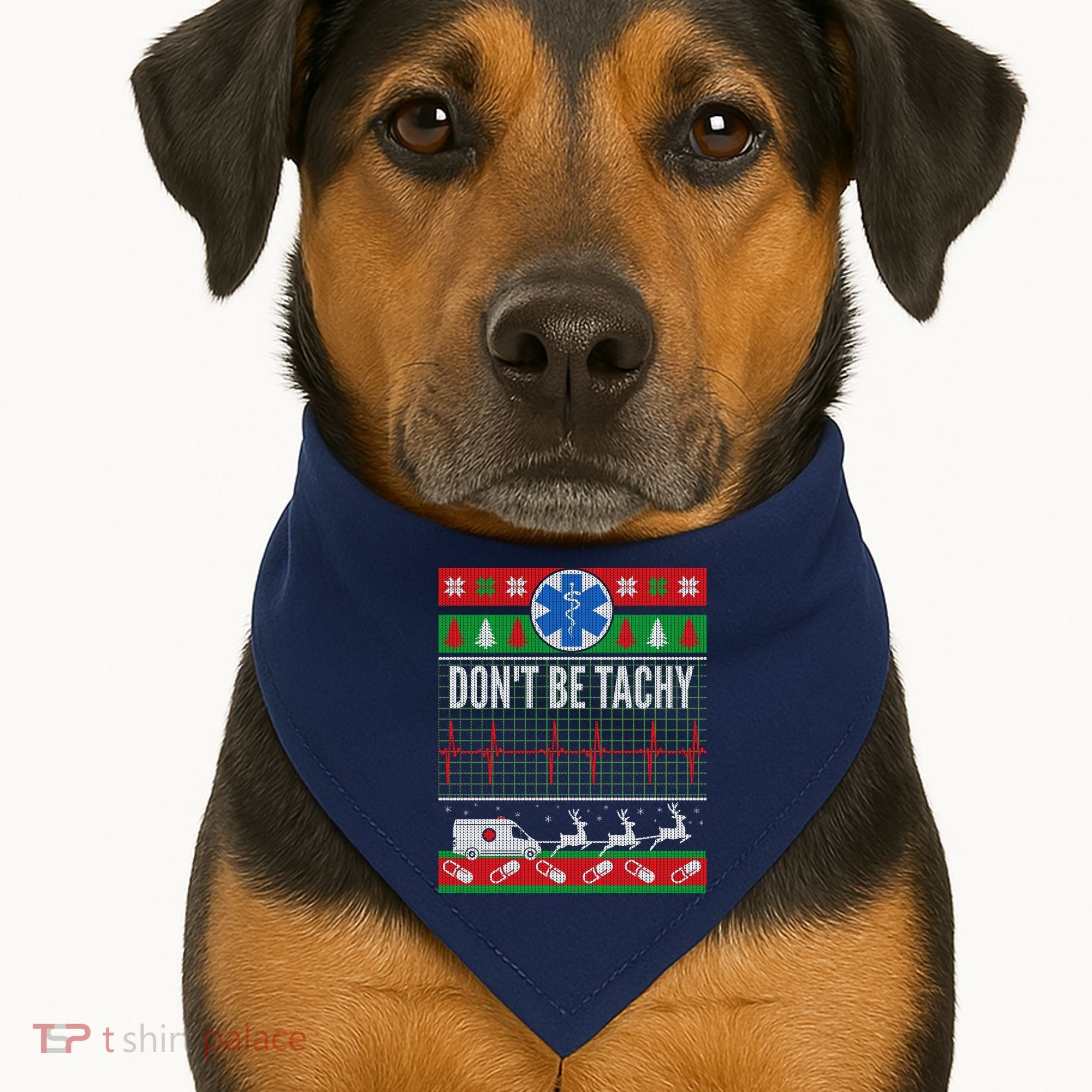 Don't Be Tachy EMT Ugly Christmas USA-Made Doggie Bandana
