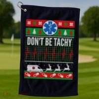 Don't Be Tachy EMT Ugly Christmas Golf Towel thumb 1