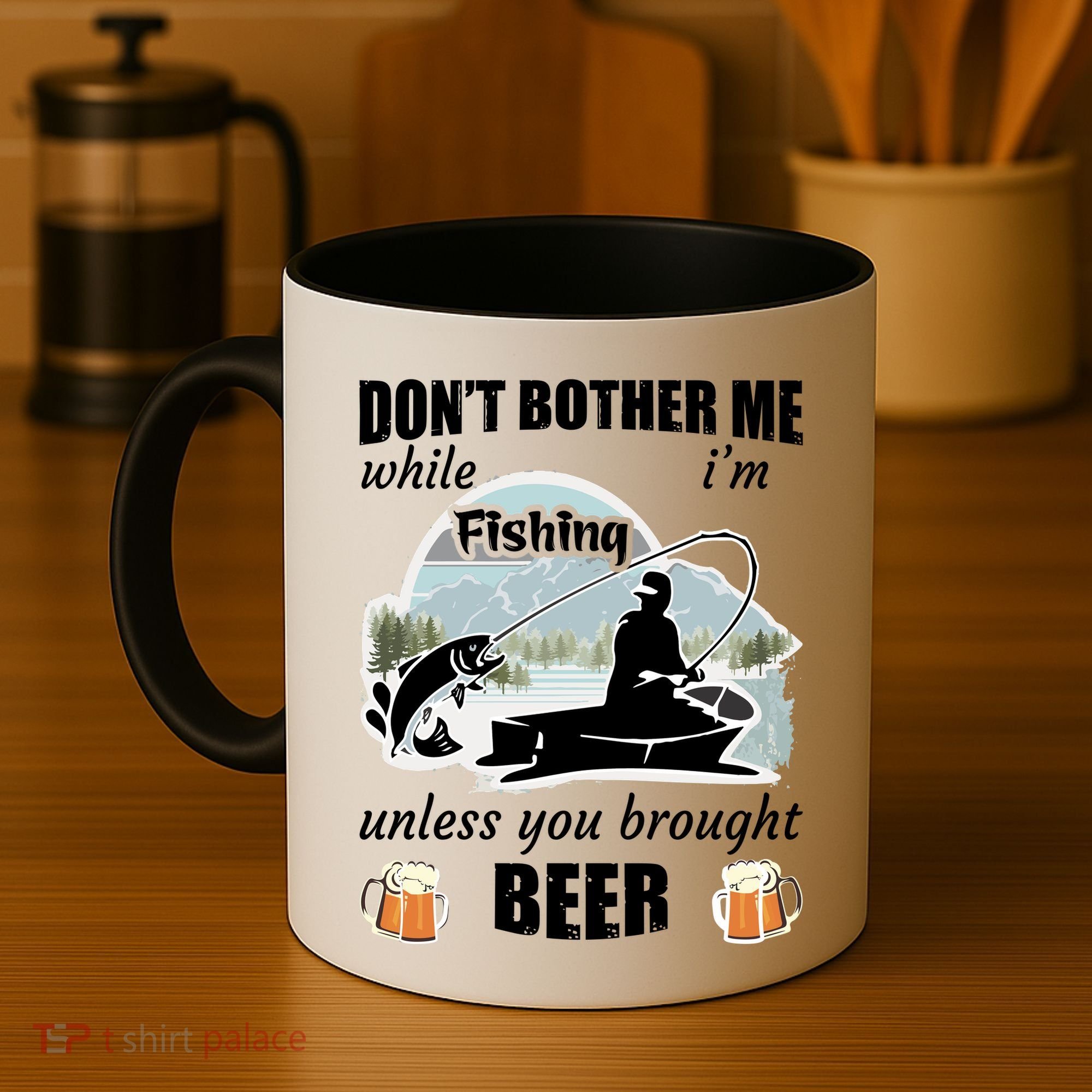 Don't Bother Me While I'm Fishing Beer Coffee Mug